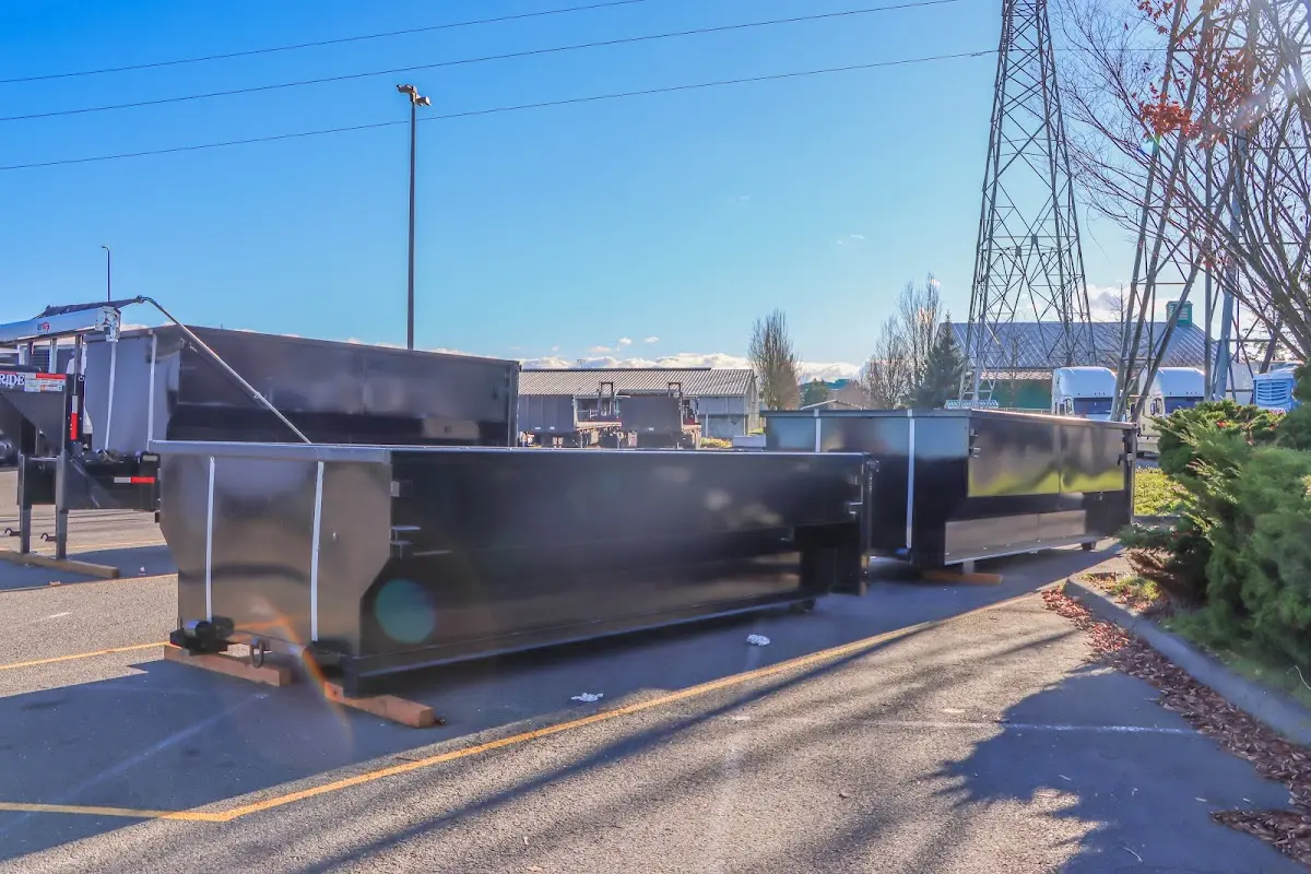 Roll-off dumpster ready for waste disposal at job site for 4 Yard Dumpster Rental in Stewartville